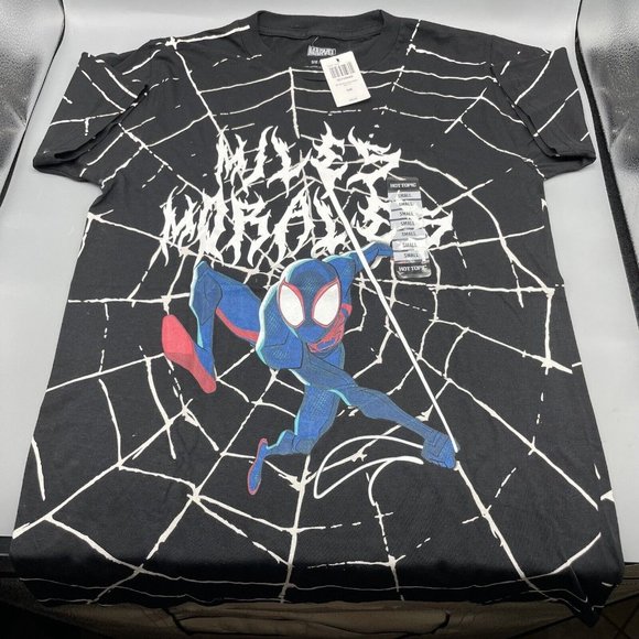 Marvel Spider-Man Across The Spider-Verse Miles Morales Web T-Shirt SMALL New - Picture 1 of 5
